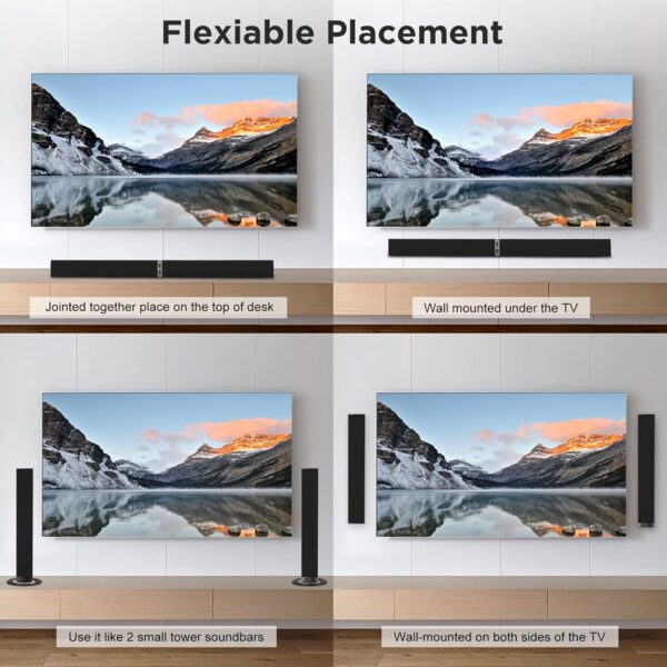 Barra de sonido para TV, barras de sonido para Smart TV, barra de sonido Bluetooth 5.0, 60 W, 31.5 pulgadas